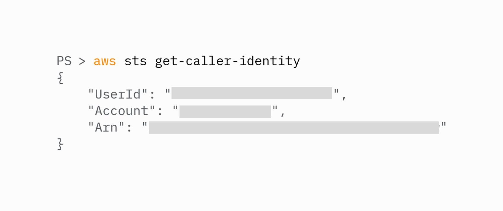 La salida de aws sts get-caller-identity