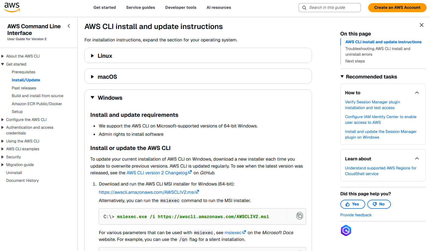 El instalador de AWS CLI